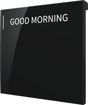 Crestron CM2-BTN-LG-B-S ENGRAVED — Cameo® 2 Arkadan Aydınlatmalı, Gravürlenebilir Buton, Büyük, Siyah Pürüzsüz, Özel Gra