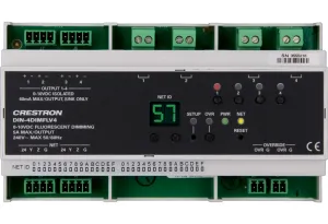 Crestron DIN-4DIMFLV4 — 4 Kanal 0-10V Dimmer, 4 Besleme, DIN Ray Montajı