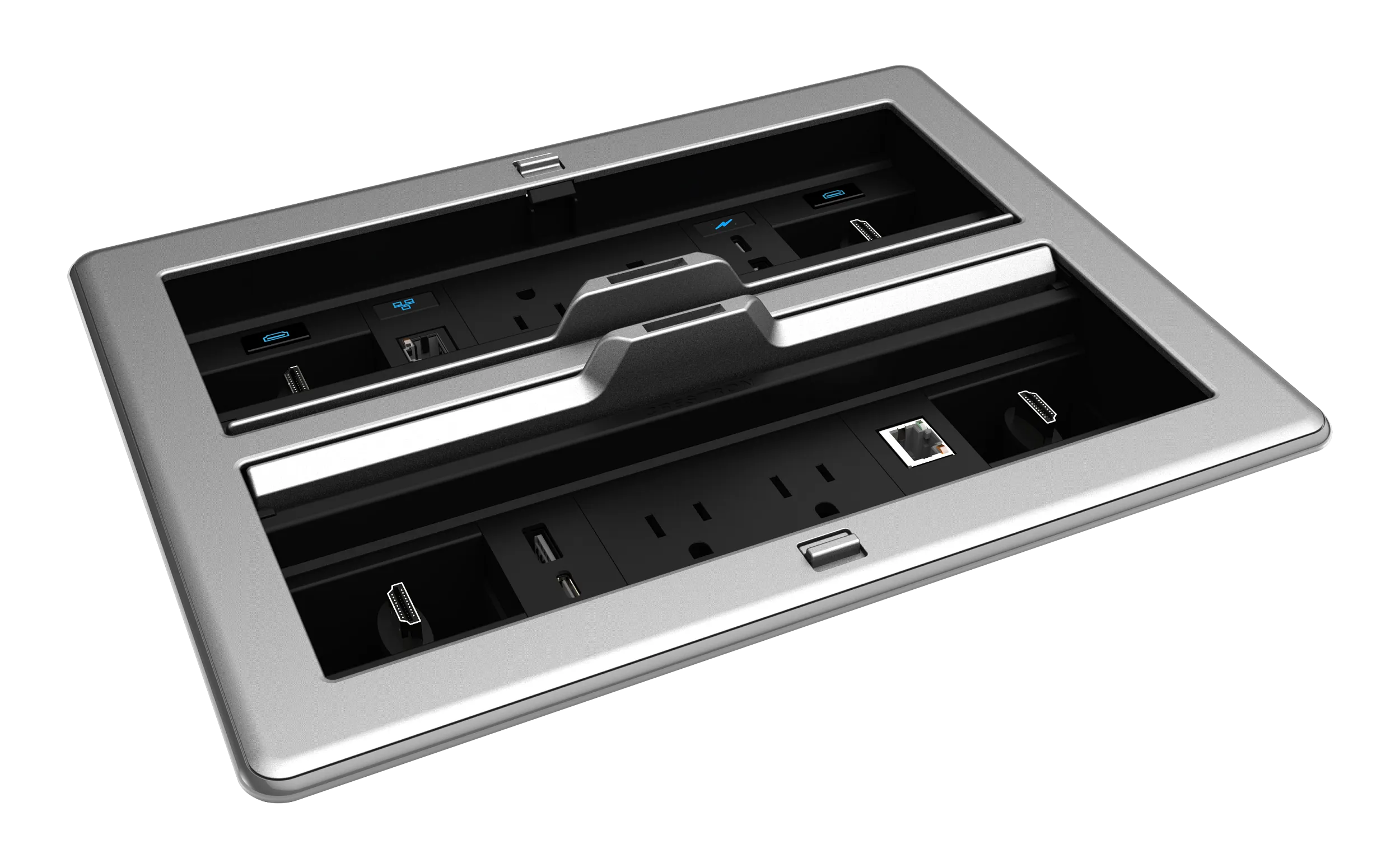 Crestron FT2-1400-ELEC-PTL-AL — FlipTop™ FT2 Serisi Kablo Yönetim Sistemi, 1400 Boyut, Elektrikli, Geçiş Kapaklı, Alaşım