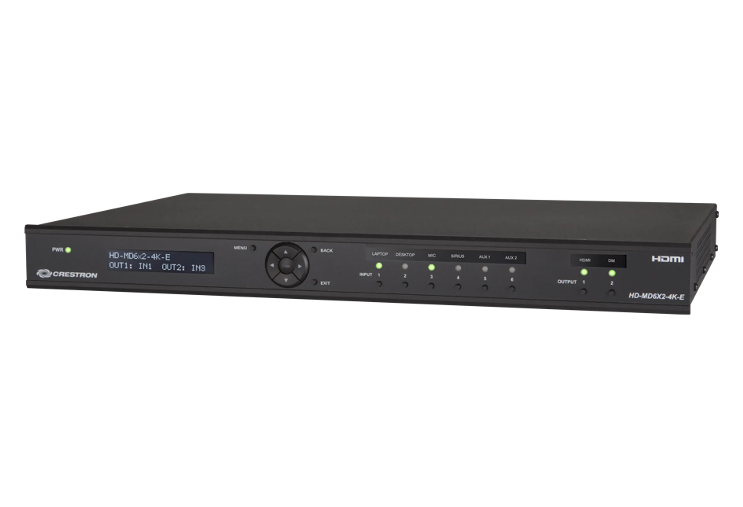 Crestron HD-MD6X2-4K-E - Altı HDMI® girişi ve iki HDMI çıkışı, 6x2 matris anahtarlama