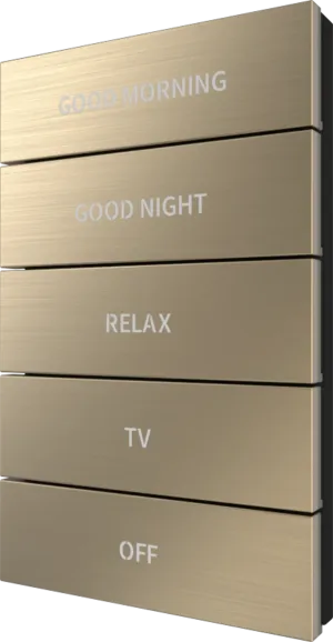 Crestron HZ2-BTNS-1-BR-BRASS ENGRAVED — Horizon® 2 Düğme Düzeneği, Stil 1, Özel İşlemeli, Fırçalanmış Pirinç