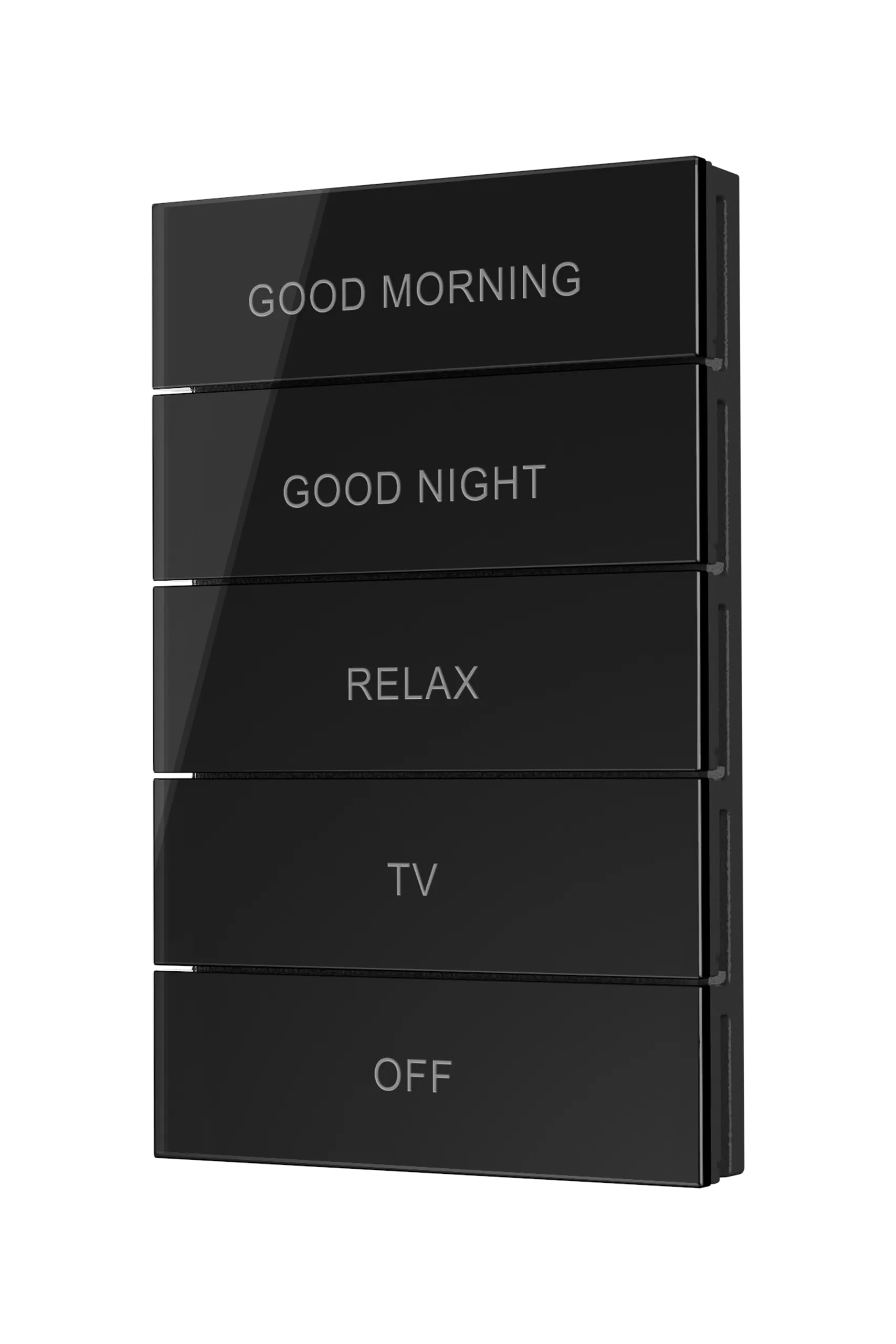 Crestron HZ2-BTNS-1-GLASS-B ENGRAVED — Horizon® 2 Düğme Düzeneği, Stil 1, Özel İşlemeli, Siyah Cam