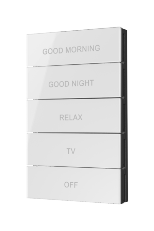 Crestron HZ2-BTNS-1-GLASS-W ENGRAVED — Horizon® 2 Düğme Düzeneği, Stil 1, Özel İşlemeli, Beyaz Cam