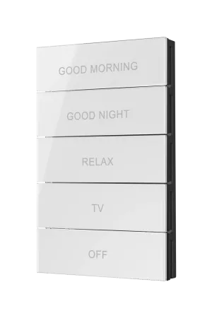 Crestron HZ2-BTNS-1-GLASS-W ENGRAVED — Horizon® 2 Düğme Düzeneği, Stil 1, Özel İşlemeli, Beyaz Cam