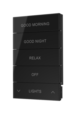 Crestron HZ2-BTNS-2-GLASS-B ENGRAVED — Horizon® 2 Düğme Düzeneği, Stil 2, Özel İşlemeli, Siyah Cam