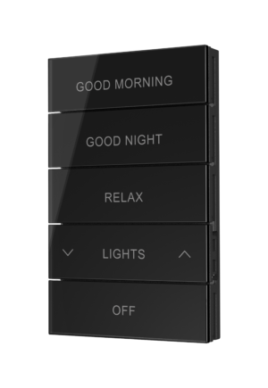 Crestron HZ2-BTNS-3-GLASS-B ENGRAVED — Horizon® 2 Düğme Düzeneği, Stil 3, Özel İşlemeli, Siyah Cam