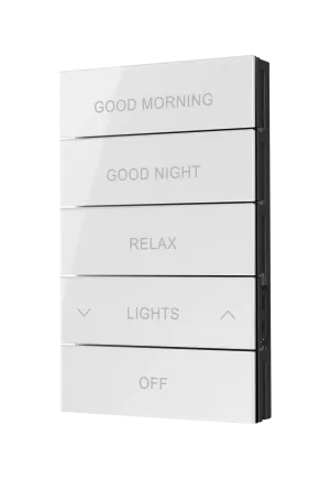 Crestron HZ2-BTNS-3-GLASS-W ENGRAVED — Horizon® 2 Düğme Düzeneği, Stil 3, Özel İşlemeli, Beyaz Cam