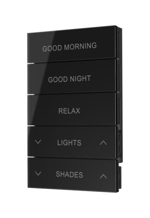 Crestron HZ2-BTNS-4-GLASS-B ENGRAVED — Horizon® 2 Düğme Düzeneği, Stil 4, Özel İşlemeli, Siyah Cam