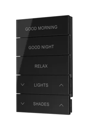 Crestron HZ2-BTNS-4-GLASS-B ENGRAVED — Horizon® 2 Düğme Düzeneği, Stil 4, Özel İşlemeli, Siyah Cam