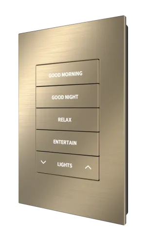 Crestron HZ2-KPCN-BR-BRASS ENGRAVED — Cresnet® İletişimli Horizon® 2 Tuş Takımı, Özel Kazınmış, Fırçalanmış Pirinç