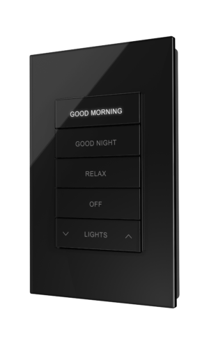 Crestron HZ2-KPCN-GLASS-B ENGRAVED — Cresnet® İletişimli Horizon® 2 Tuş Takımı, Siyah Cam, Kazınmış