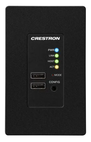 Crestron USB-EXT-2-REMOTE-1G-B — USB Kategori Üzerinden Kablo Genişletici Duvar Plakası, Uzaktan Kumanda, Siyah