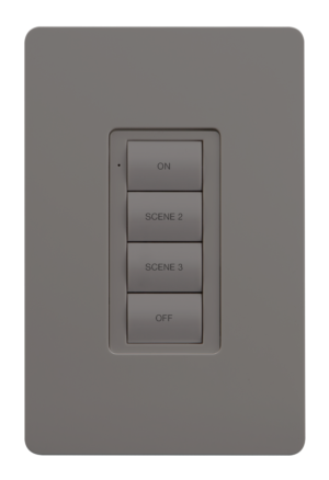 Crestron ZUMLINK-BTN4-G — Zum® Işık Kontrol Tuş Takımları için Çerçeveli Dört Düğme Ağacı (ZUMLINK KP), Ped Baskılı, Gri