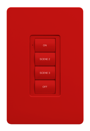 Crestron ZUMLINK-BTN4-R — Zum® Işık Kontrol Tuş Takımları için Çerçeveli Dört Düğme Ağacı (ZUMLINK KP), Ped Baskılı, Kır